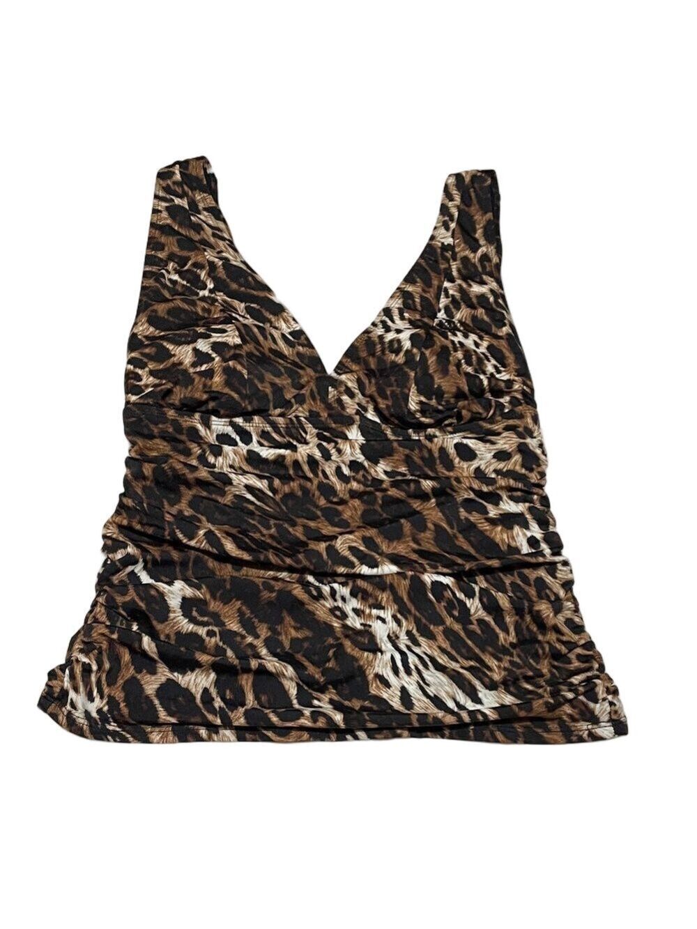 Inches Off Leopard Print Tankini Swim Top Sz 10